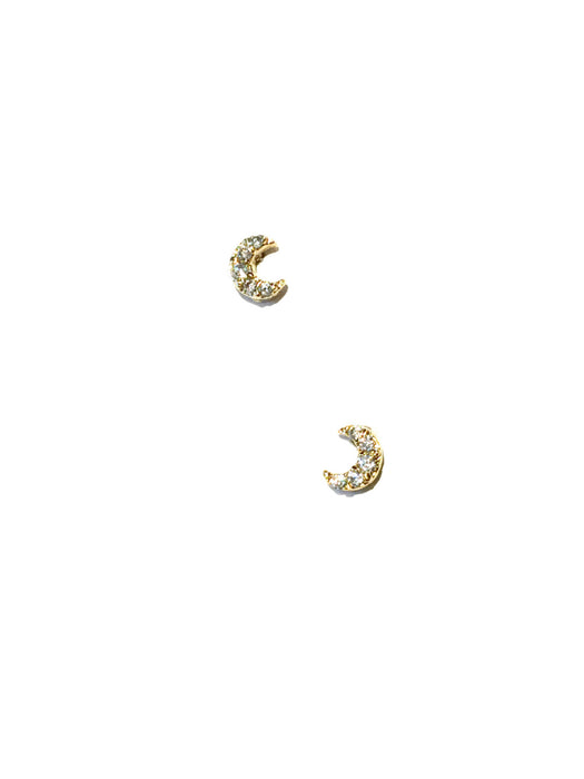 Tiny CZ Crescent Moon Posts | Gold Plated Studs Earrings | Light Years