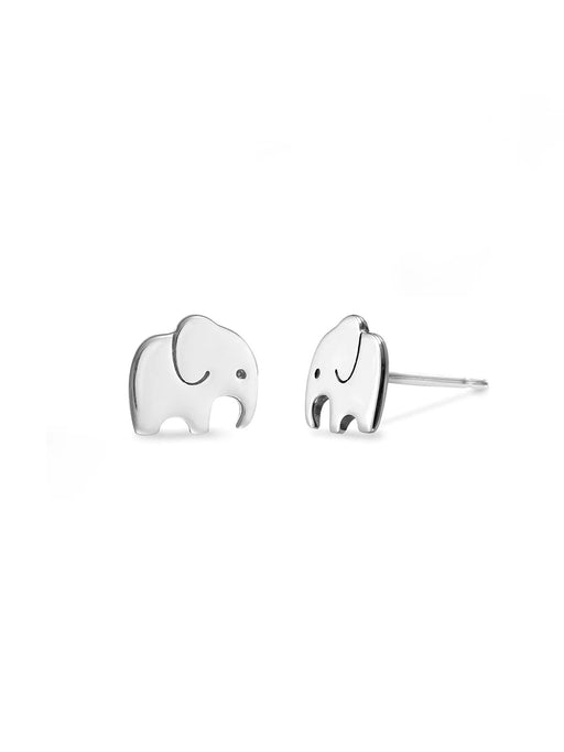 Sterling Silver Cute Elephant Stud Earrings – 925 Silver – No Stone – Jewellerybox