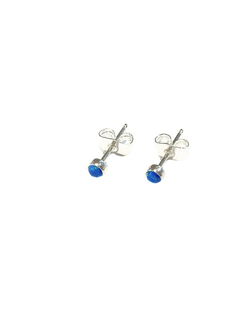 3mm White Blue Opal Posts | Sterling Silver Studs Earrings | Light Years