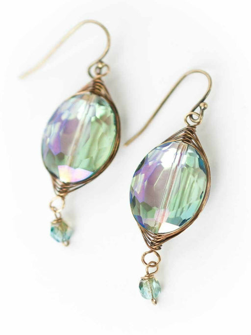 Crisp Autumn Wrapped Crystal Dangles | Handmade Earrings | Light Years