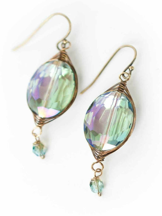 Crisp Autumn Wrapped Crystal Dangles | Handmade Earrings | Light Years