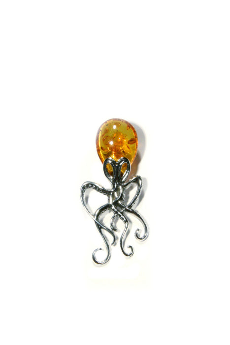 Amber Octopus Pendant, $74 | Sterling Silver | Light Years Jewelry