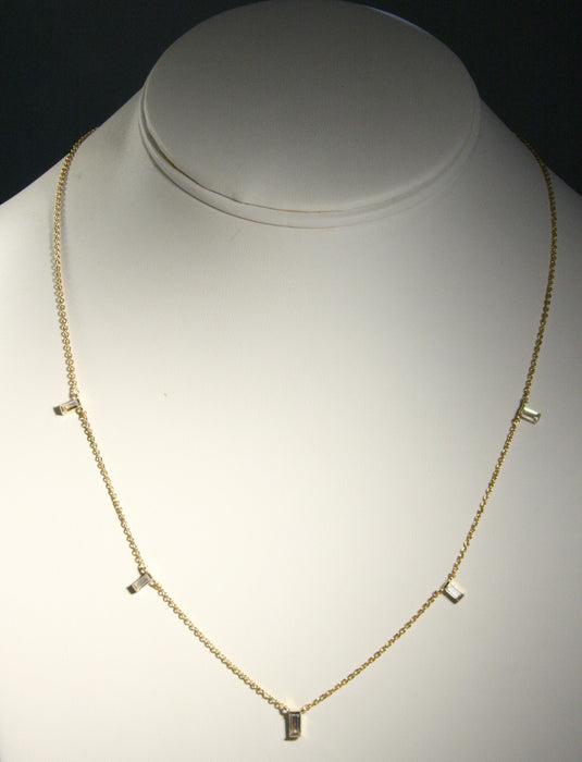 Floating CZ Baguette Necklace | Gold Plated | Light Years Jewelry