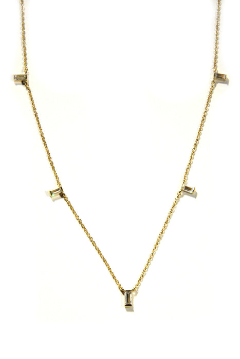Floating CZ Baguette Necklace | Gold Plated | Light Years Jewelry