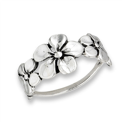 Triple Flower Ring | Sterling Silver Size 6 7 8 9 | Light Years Jewelry