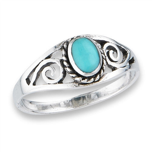 Turquoise Scroll Ring | Size 5 6 7 8 9 Sterling Silver | Light Years