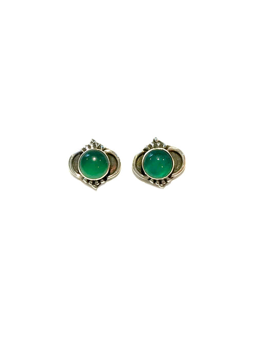 Arabesque Gemstone Posts | Green Onyx | Sterling Silver Studs Earrings | Light Years
