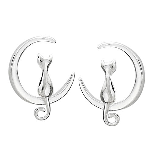 Crescent Cat Posts, $14 | Sterling Silver Earring | Light Years Jewelry