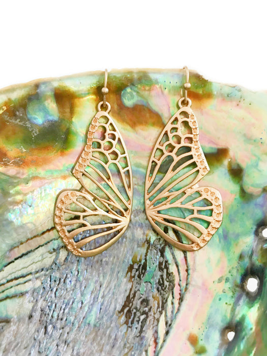 Butterfly Wing Dangles | Matte Gold Statement Earrings | Light Years