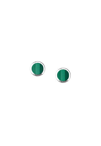 Round Stone Posts | Malachite | Sterling Silver Stud Earrings | Light Years Jewelry