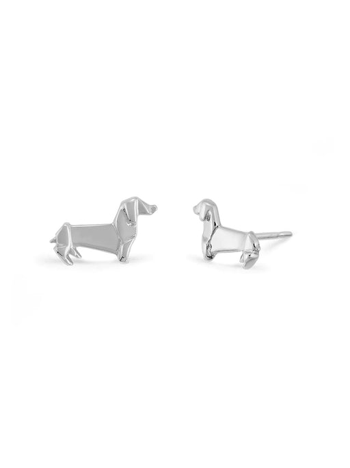 Origami Dog Studs | Sterling Silver Posts Earrings | Light Years Jewelry