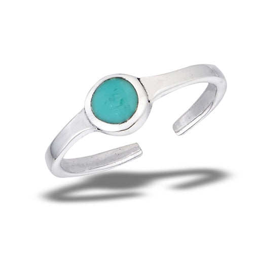 Turquoise Dot Toe Ring | Sterling Silver Band | Light Years Jewelry
