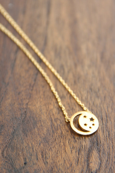 Cutout Moon & Star Necklace | Fashion Choker | Light Years Jewelry