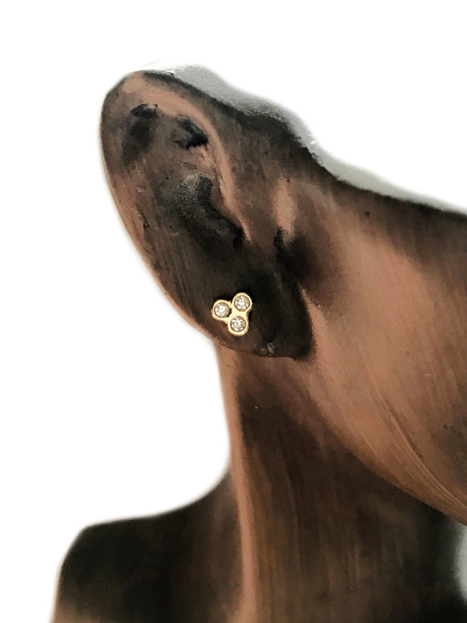 Triple Bezel CZ Posts | Gold Plated Studs Earrings | Light Years Jewelry