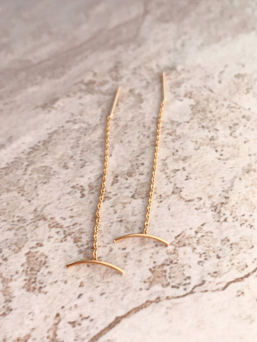Slight Curve Ear Threads | Gold Plated Earrings | Light Years Jewelry