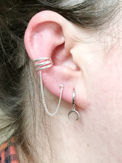 Triple Band Ear Cuff Post | Sterling Silver Studs Earrings | Light Years