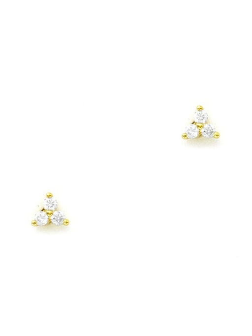 Triple CZ Studs | Gold Plated Posts Earrings | Light Years Jewelry