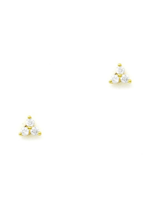 Triple CZ Studs | Gold Plated Posts Earrings | Light Years Jewelry