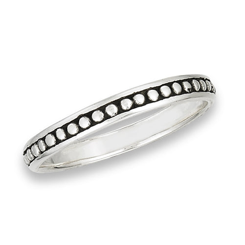 Bordered Dot Band | Sterling Silver Ring 4 5 6 7 8 9 10 | Light Years
