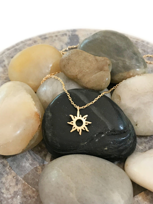 Sun Flare Necklace | Gold Plated Chain Pendant | Light Years Jewelry