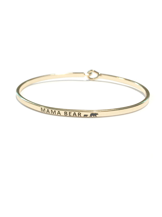 "Mama Bear" Stamped Bracelet | Gold Silver Plated Cuff | Light Years