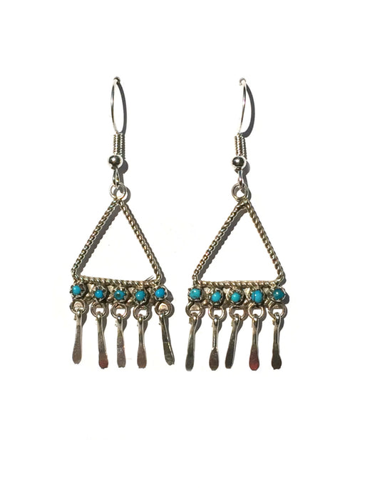 Handmade Turquoise Fringe Earrings | Genuine Navajo Dangles | Light Years