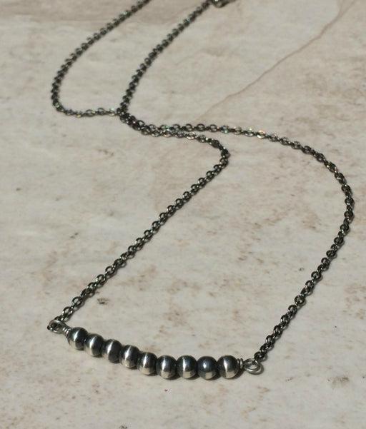 Oxidized Silver Beaded Necklace | Sterling Silver Navajo | Light Years
