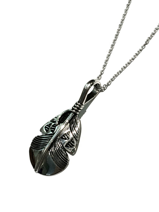 Geometric Navajo Etched Feather Necklace | Sterling Silver | Light Years