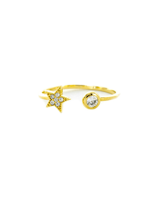 CZ Star Wrap Ring | Adjustable Gold Plated Band | Light Years Jewelry