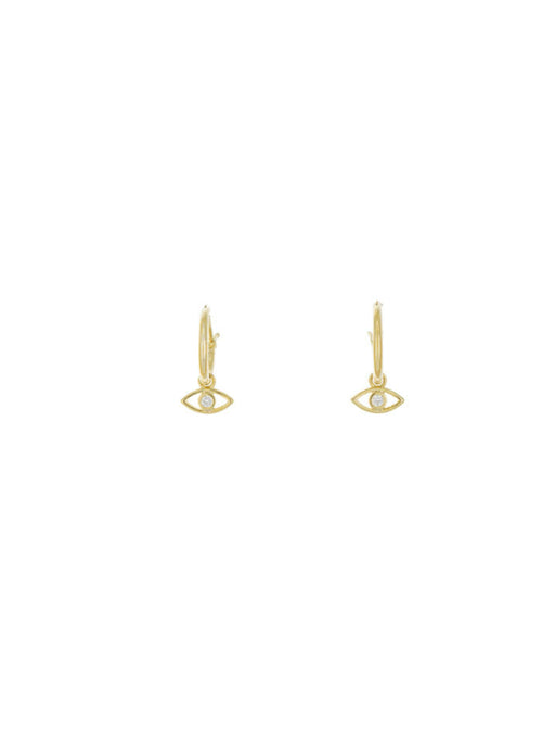 Evil Eye Charm Hoops | Gold Plated Earrings | Light Years Jewelry
