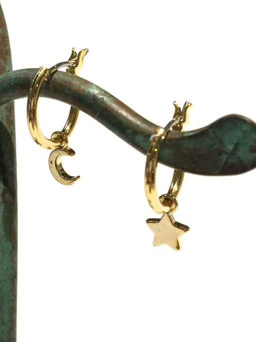 Moon & Star Charm Hoops | Celestial Earrings | Light Years Jewelry