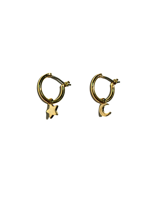 Moon & Star Charm Hoops | Celestial Earrings | Light Years Jewelry