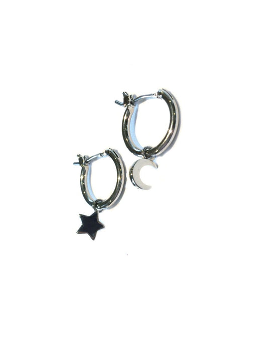 Silver Celestial Hoops | Moon Star Lightning Bolt | Light Years Jewelry