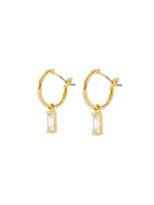 Baguette CZ Charm Hoops | Gold Plated Earrings | Light Years Jewelry