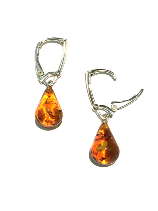 Cognac Amber Drops | Sterling Silver Earrings | Light Years Jewelry