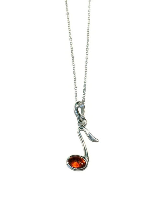 Amber Music Note Necklace | Sterling Silver Chain Pendant | Light Years