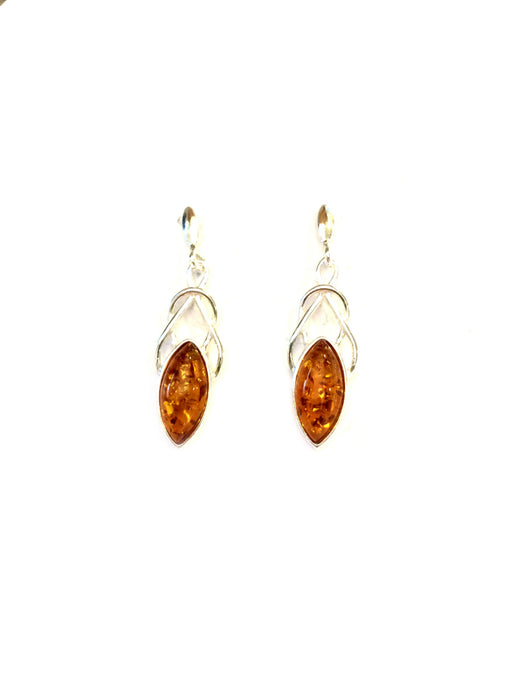 Twisted Amber Post Dangles | Sterling Silver Baltic | Light Years 