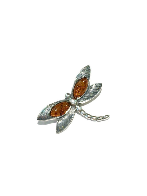 Amber Dragonfly Necklace | Sterling Silver Pendant Chain | Light Years
