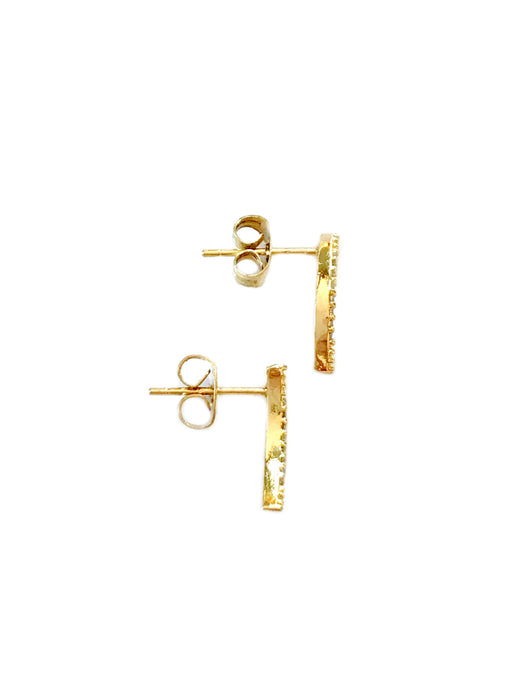 Clear CZ Lined Curved Posts | Gold Plated Studs Earrings | Light Years