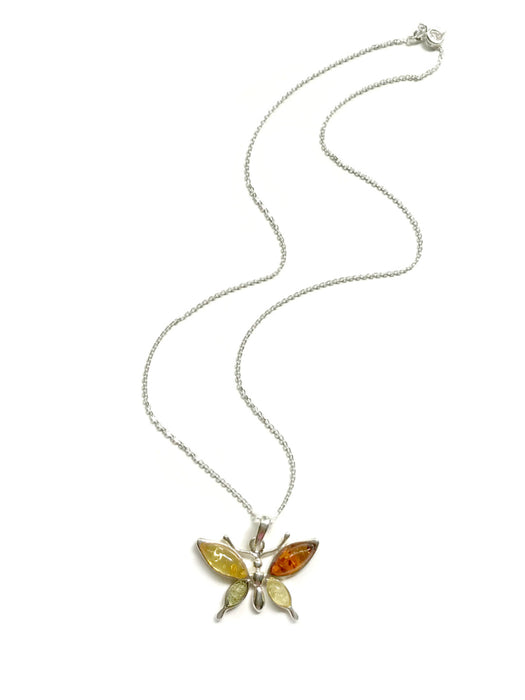  Amber Butterfly Necklace | Sterling Silver Chain Pendant | Light Years