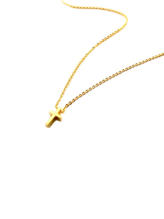 Small Golden Cross Necklace | Gold Plated Chain Pendant | Light Years