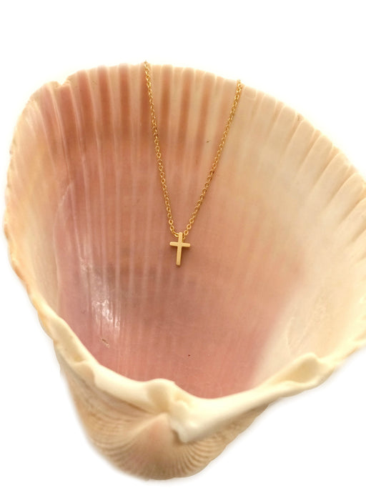 Small Golden Cross Necklace | Gold Plated Chain Pendant | Light Years