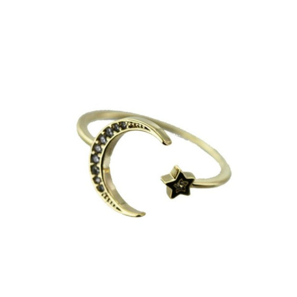 CZ Moon & Star Ring | Gold Plated Fashion | Light Years Jewelry