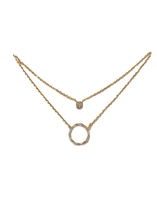 Layered Baguette Ring Necklace | Gold Silver Plated Chain | Light Years
