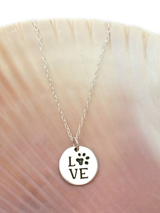 Love Paw Print Pendant Necklace | Sterling Silver Chain | Light Years
