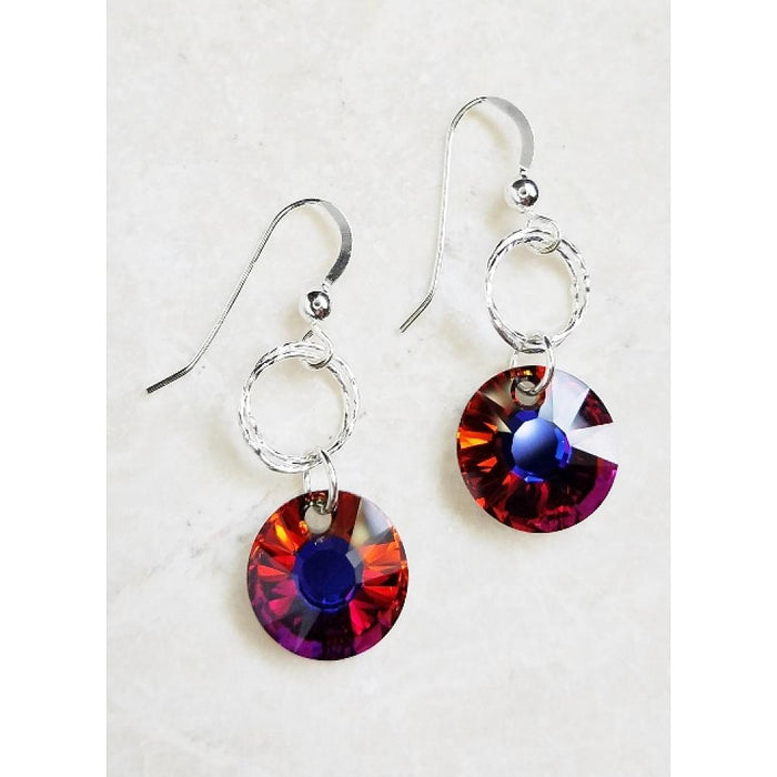 Crystal Disc Dangles Earrings | Sterling Silver USA Made | Light Years