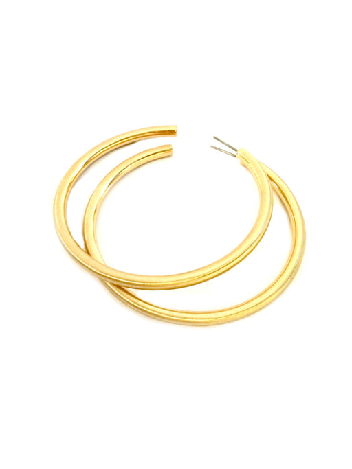 Satin Tube Hoops | Gold Plated Posts Earrings | Light Years Jewelry