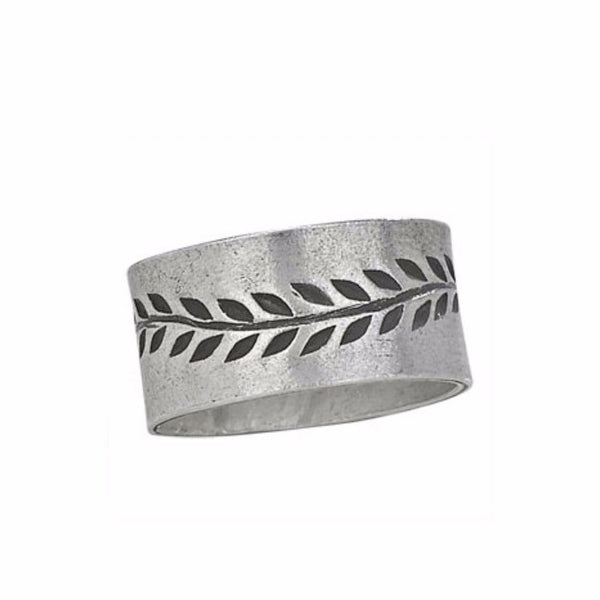 Etched Vine Band | Sterling Silver Wide Ring Size 7 8 9 | Light Years