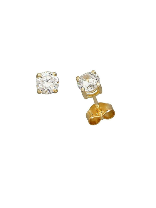 Gold Vermeil Round CZ Posts | Cubic Zirconia Studs Earrings | Light Years