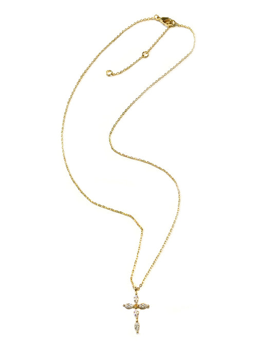 Elegant CZ Cross Necklace | Gold Plated Pendant Chain | Light Years